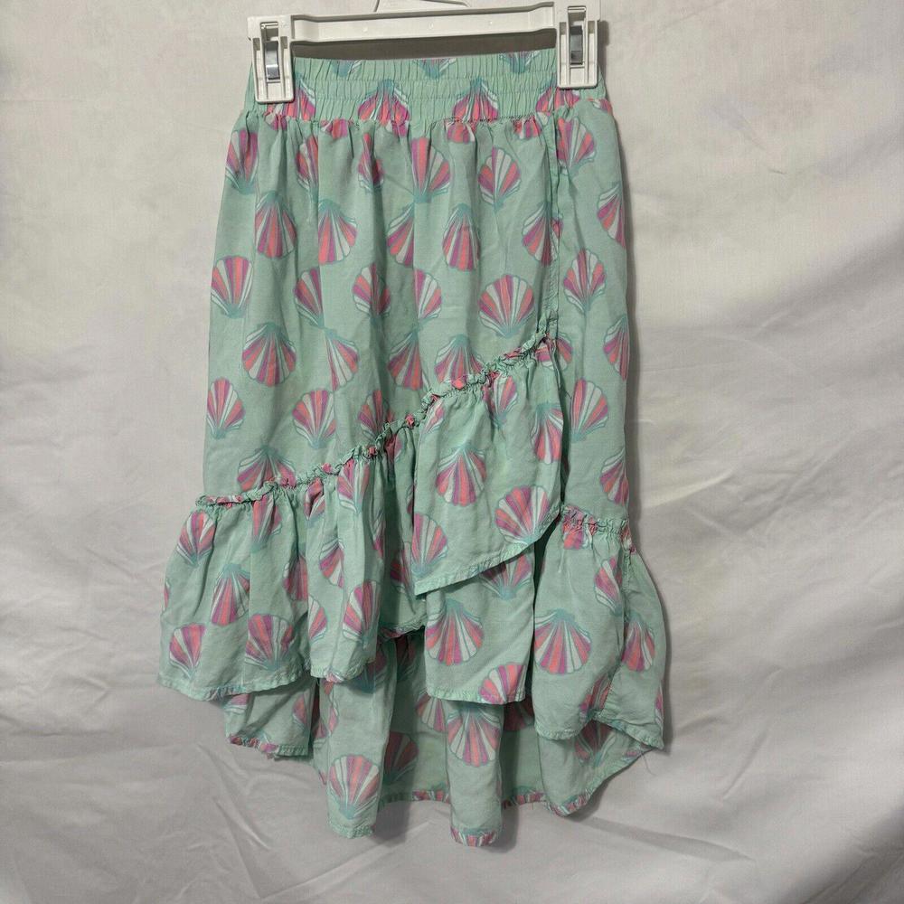 Girls Mint Pastel With Pink And coral shells Flowy Tropical Skirt